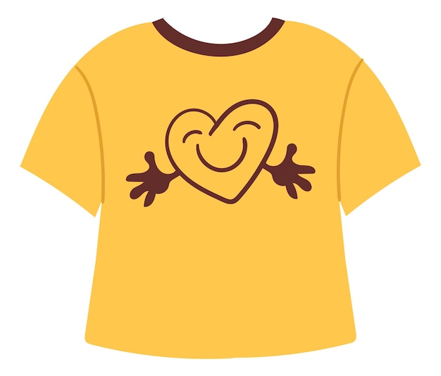 Lustiges t-shirt mit herzbild symbol für freizeitkleidung