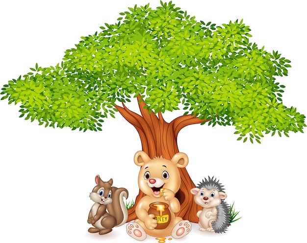 Lustiges Tier der Karikatur auf dem Baum