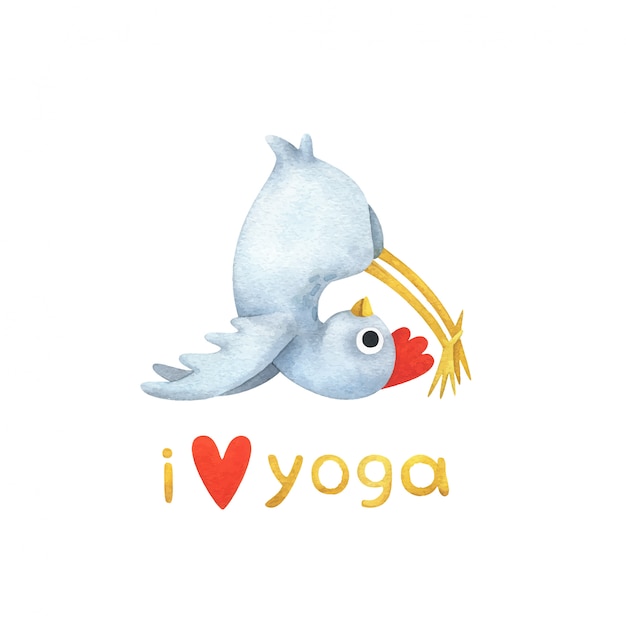 Vektor lustiges weißes huhn in der yoga-pose. illustrationen mit dem text 