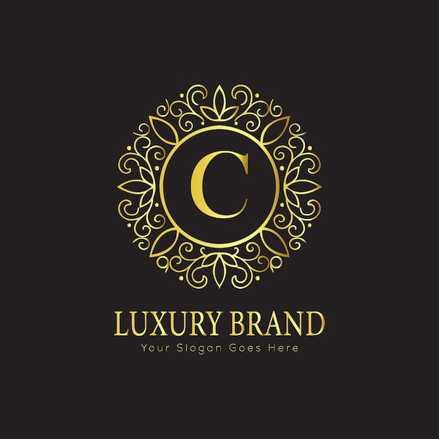 Luxuriös geschmücktes C-Logo mit Blumenrahmen