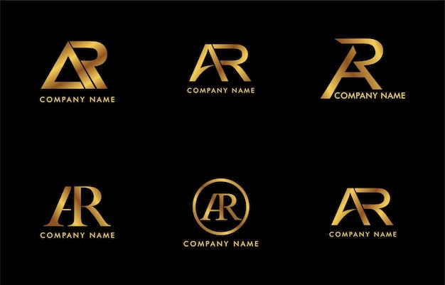 Luxuriöse goldene farbe elegantes initial ra ar-basiertes logo alphabet