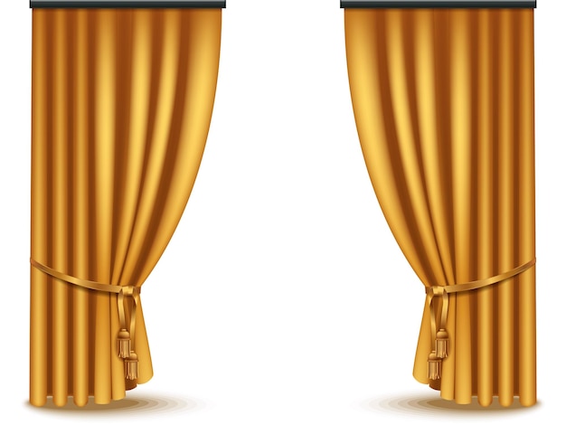 Luxuriöse goldenen Samtvorhänge Elegante Samtverhänge und -kornisen für Innenarchitektur Realistisch