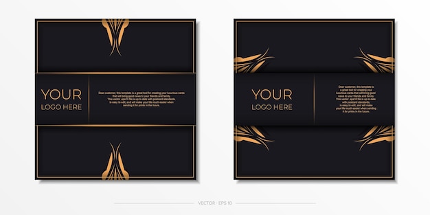 Vektor luxuriöse schwarze einladungskartenvorlage mit abstraktem vintage-ornament elegante und klassische vektorelemente bereit für druck und typografie vektorillustration