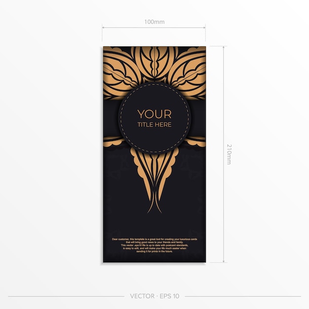 Luxuriöse schwarze Postkartenvorlage mit abstraktem Vintage-Ornament Elegante und klassische Vektorelemente eignen sich hervorragend für die Dekoration