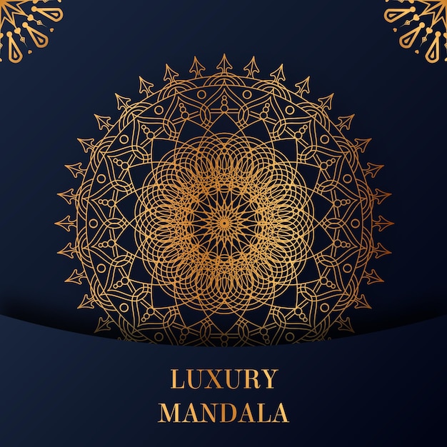 Luxuriöser dekorativer Goldfarben-Mandala-Design-Hintergrund Premium-Vektor