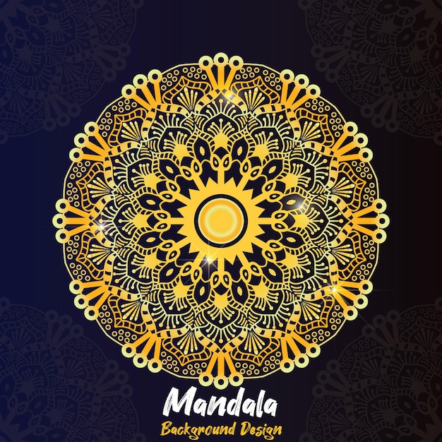 Luxuriöser dekorativer mandala-schwarzhintergrund mit goldener dekoration