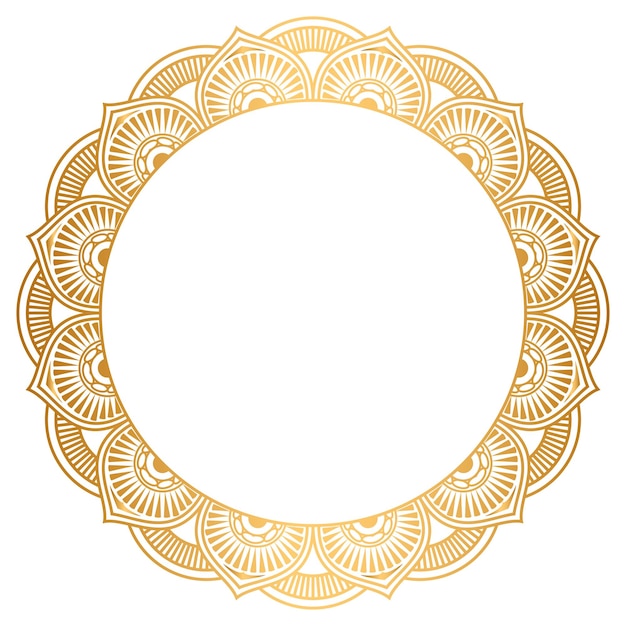Luxuriöser goldener Kreisrahmen durchsichtig mit Vintage-Mandala-Goldkreismuster