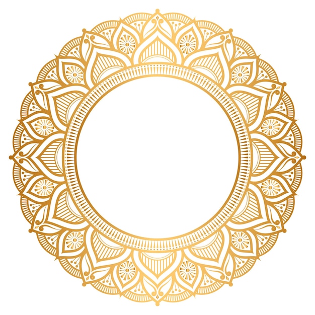 Luxuriöser goldener Kreisrahmen transparent mit Vintage-Mandala-Gold-Kreismuster-Clipart