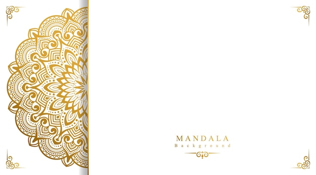 Luxuriöser weißer dekorativer mandalahintergrund für hochzeitseinladungskarte im handgezeichneten stil