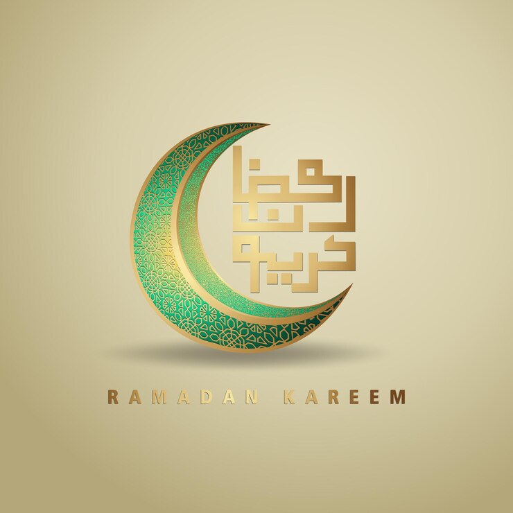 Luxuriöses Design Ramadan Kareem mit arabischer Kalligraphie Halbmond traditioneller Laterne Hintergrund