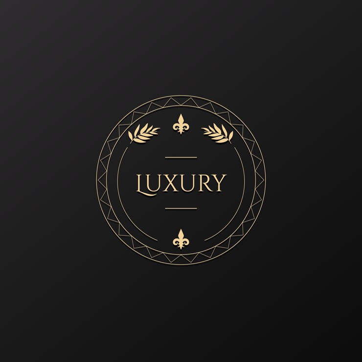 Luxuriöses goldenes Logo-Design auf schwarzem Hintergrund