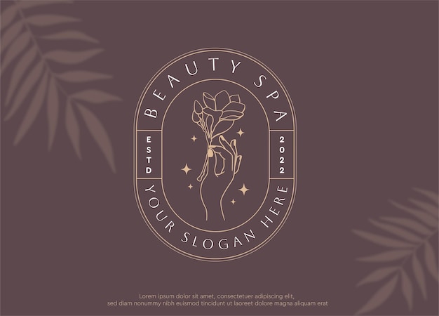 Luxuriöses, minimalistisches, florales, botanisches Beauty-Spa-Logo