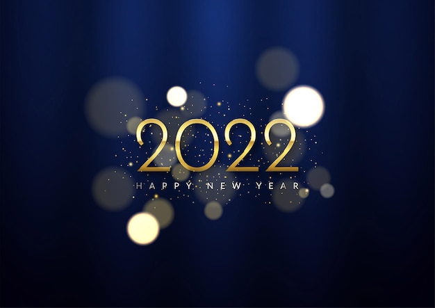 Luxuriöses neujahrsfeierkonzept 2022 mit glänzenden glitzerpartikeln und blauem vorhang