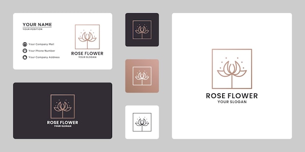 Luxuriöses rosenblüten-logo-design. weibliche schönheit rose logo-vorlage