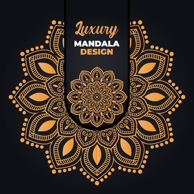 Luxuriöses Zier- und Hochzeitsmandala-Design und islamischer Hintergrund in goldener Farbe