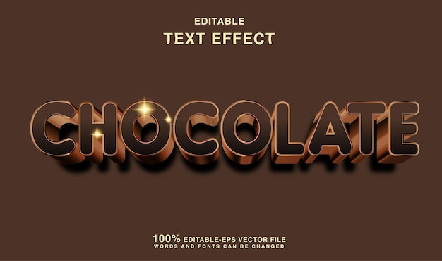 Vektor luxury dunkelbraune schokolade-text-effekt-logo