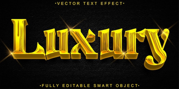 Vektor luxury golden vector vollständig bearbeitbare smart object text-effekt