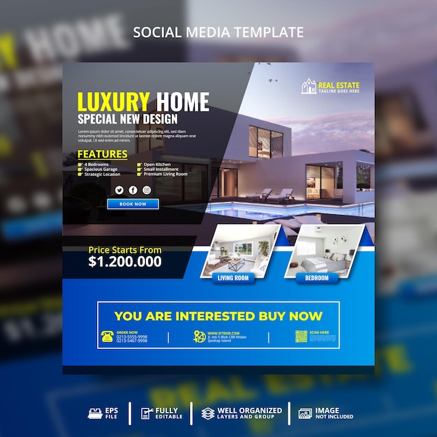 Luxury home special new design house social-media-beitragsvorlage