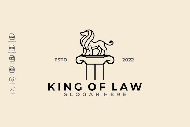 Luxury line art heraldischer löwe logo design template vector