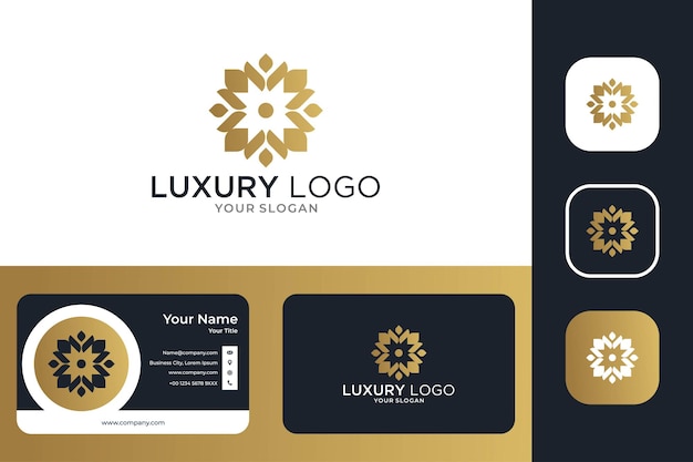 Luxus-blumengeometrie-logo-design und visitenkarte