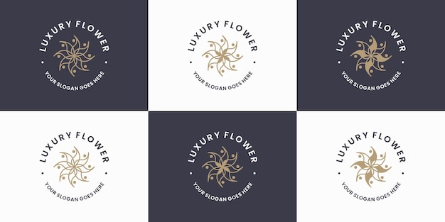 Luxus-blumenlogo-design-abzeichen retro-stil für floristen