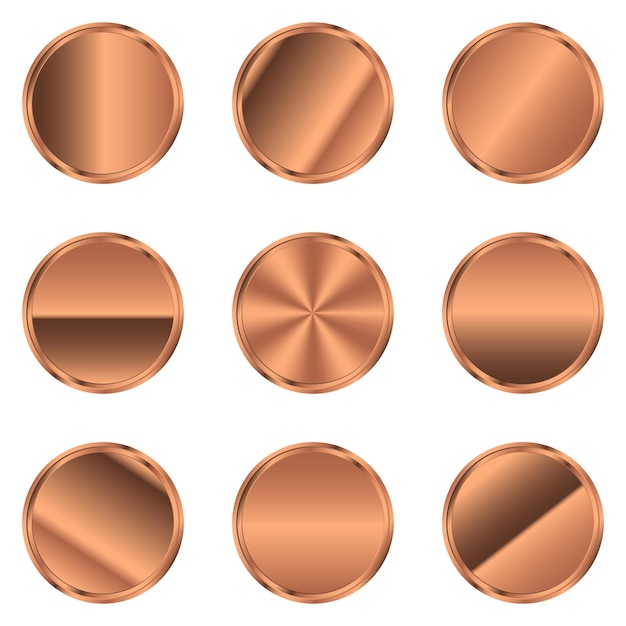 Luxus-Bronze-Kreis-Schaltfläche Bronze-Kreis Realistische Metalltaste Vektor-Illustration