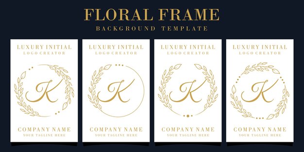 Luxus Buchstabe K Logo Design mit Blumenrahmen