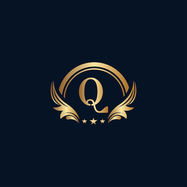 Luxus buchstabe q logo royal gold star