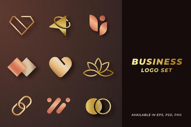 Luxus-Business-Logo-Vektor-Set Roségold-Icon-Design