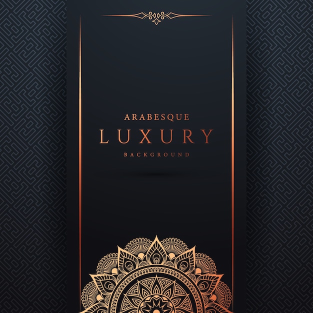 Vektor luxus-dekorativer mandala-hintergrundentwurf mit goldener arabeske und blumeneckrahmen arabisch-islamischer oststil