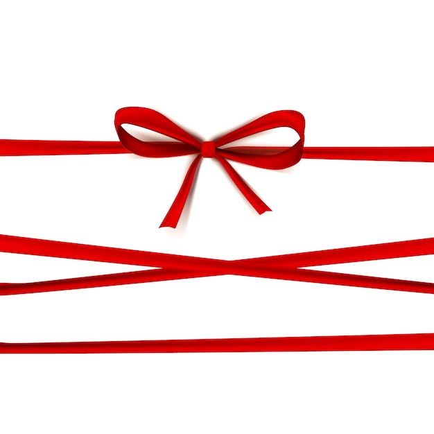 Luxus dünne Geschenkschleife mit drei roten Knoten als Geschenk