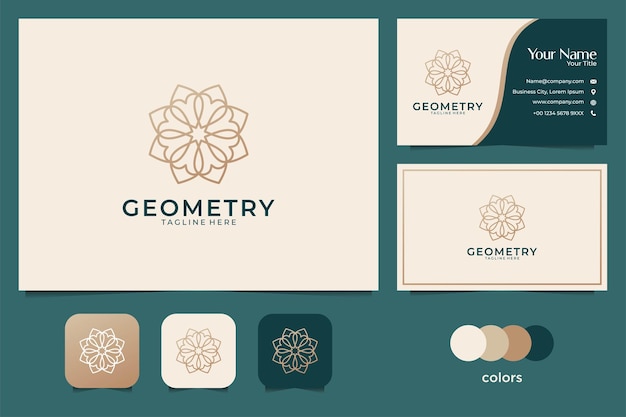 Luxus geometrie blumen logo design und visitenkarte