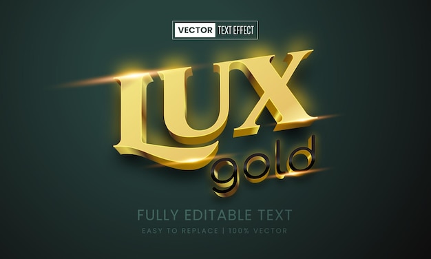 Luxus gold 3d bearbeitbarer vektortexteffekt