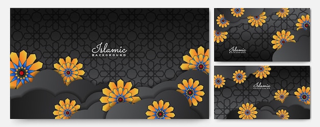 Luxus goldene Laterne arabisches schwarzes Gold islamischer Designhintergrund