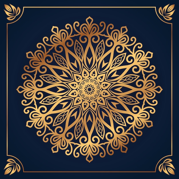 Luxus-Goldsteigung ornamentaler Mandala-Design-Hintergrund Premium-Vektor