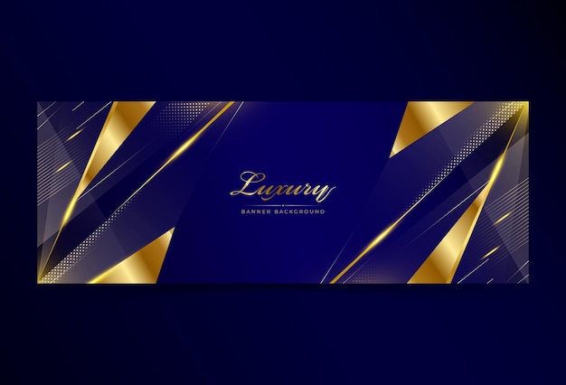 Luxus-Hintergrundbanner, blaue Abstufung, goldene Elemente, goldene Schnittlinien, Musterelemente, abstrakt
