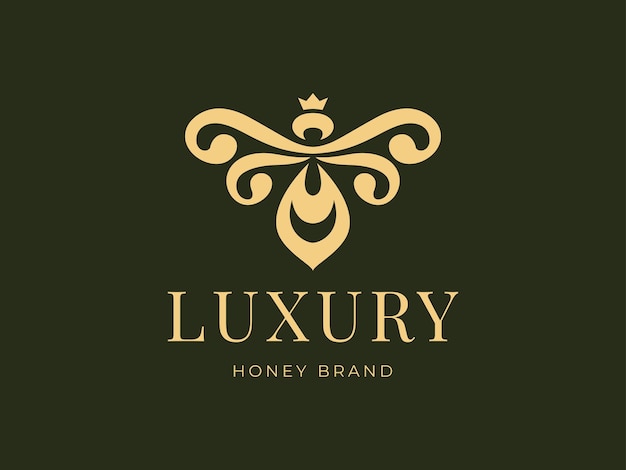 Luxus-Honigbienen-Logo-Illustration am besten für Etikettendesign Premium-Vektor