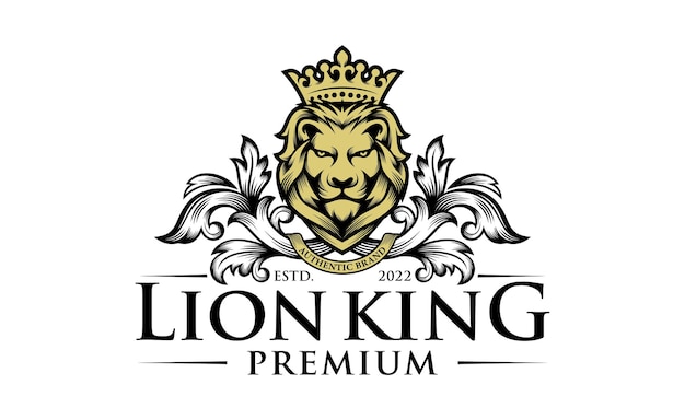 Vektor luxus-könig der löwen logo-design-vektor-vorlage