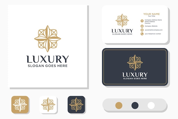 Luxus line art beauty flower logo design und visitenkarte