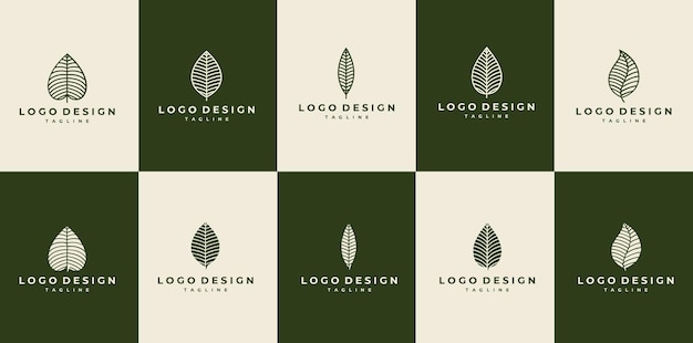 Vektor luxus-line-blatt-logo-design line-art-natur-logo blatt-logo-set