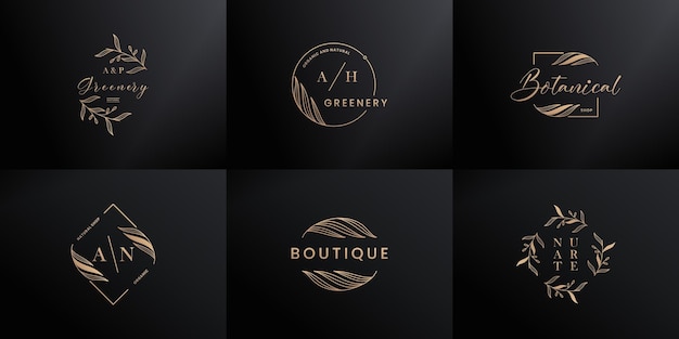Luxus-Logo-Branding. handgezeichnetes Naturbuchstabe-Logo-Design