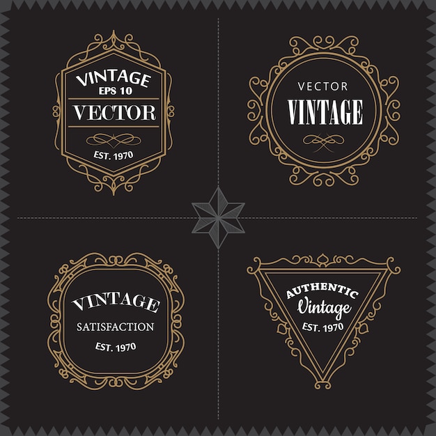 Luxus Logos Set Vorlage Vintage Abzeichen Rahmen elegant
