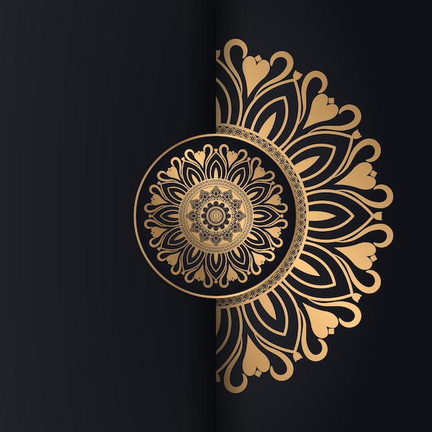 Luxus-mandala-design auf schwarzem hintergrund