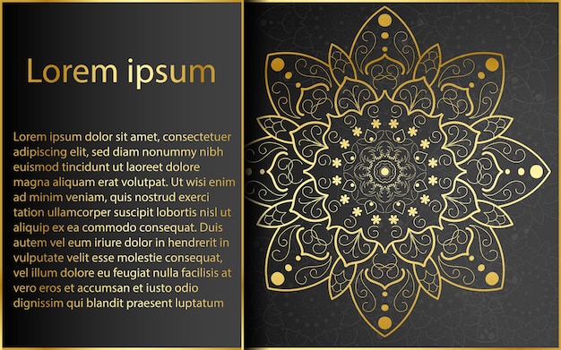 Luxus-mandala-design mit goldfarbe vektor-mandala-blumenmuster mit schwarzem hintergrund