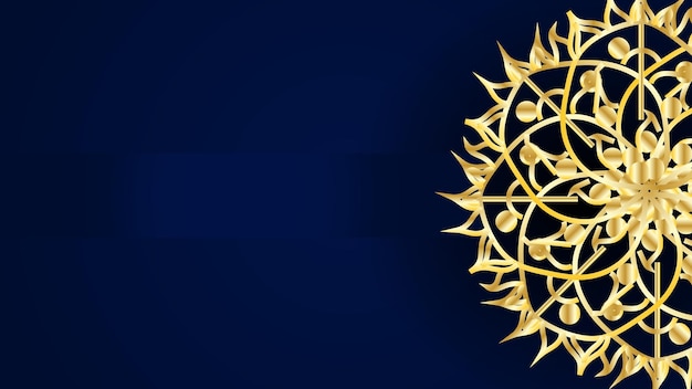 Luxus-Mandala-Gold- und Marine-Hintergrund Elegante Vibes-Bannervorlage