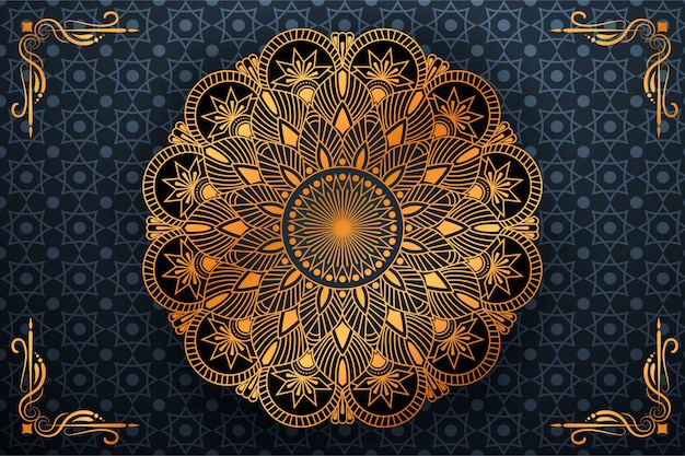 Luxus-mandala-hintergrund mit goldenem arabeskenmuster im arabischen islamischen stil
