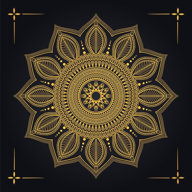 Vektor luxus-mandala-hintergrund mit goldenem arabeskenmuster