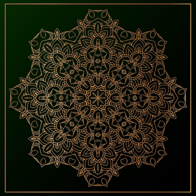 Vektor luxus-mandala-hintergrund mit goldener und schwarzer farbe