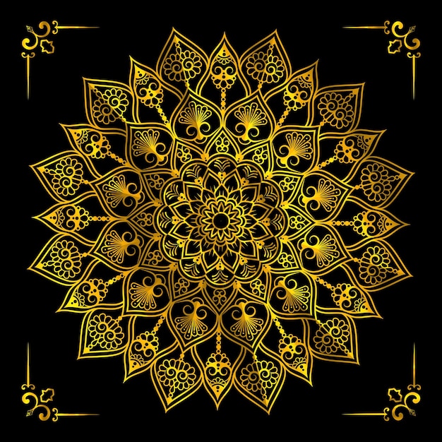 Luxus-mandala-hintergrund mit premium-vektor in goldener farbe premium-vektor