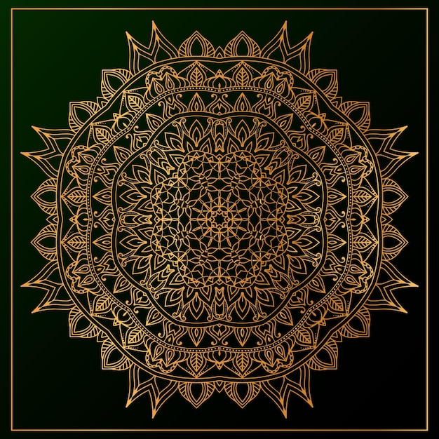 Vektor luxus-mandala-hintergrund mit schwarz golden